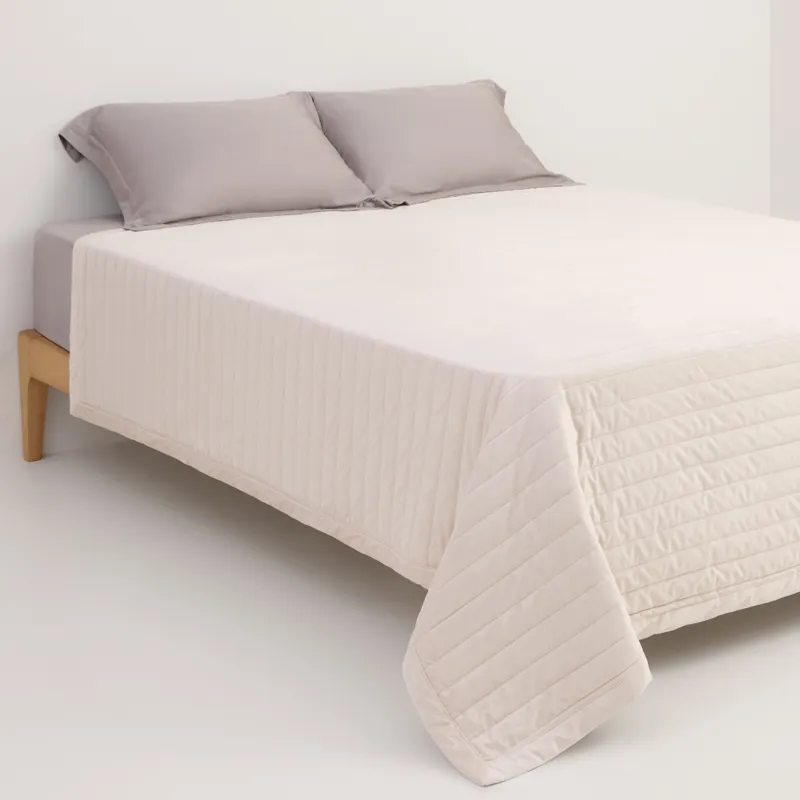 Көрпе, 220х240 см, көрпе, кордюр / микрофибра, бежевый, жолақтар, Stitch velvet