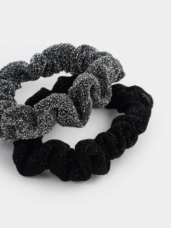 Шаш резеңкелер жинағы, 7 см, 2 дана, полиэстер, қара/күміс түстес, Hairstyle, image-2