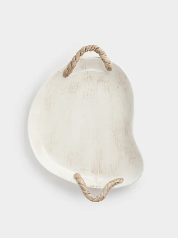 Ыдыс, 29х24х4 см, тұтқалары бар, керамика, жасыл, Жапырақтар, Forest symphony, image-2