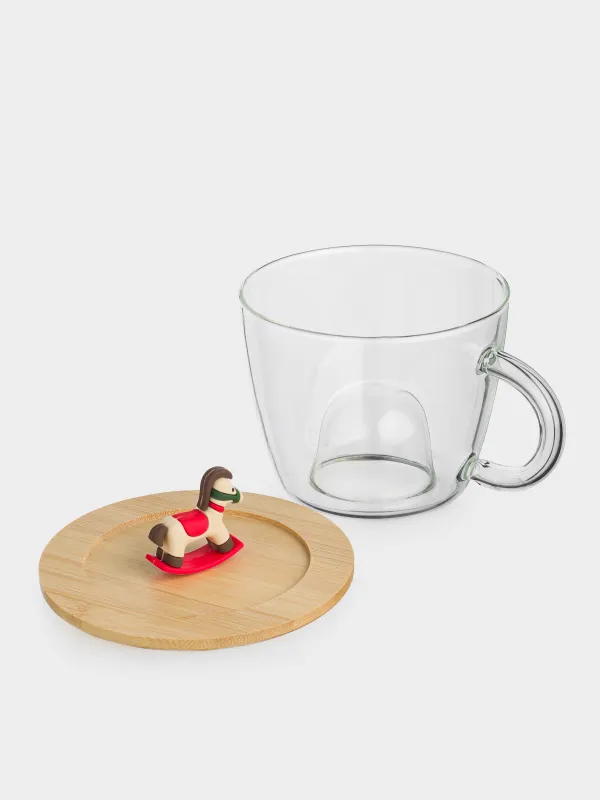 Саптыаяқ, 400 мл, шыны Б/бамбук, тұтқасында кристалдары бар, тұғырда, Ат, Shape, image-1