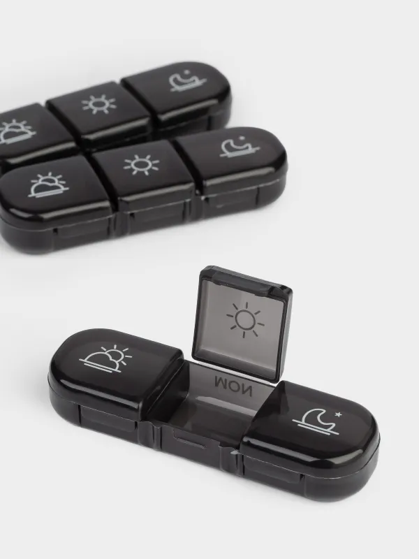 Таблеткаларға арналған органайзер, 16х12 см, қаптамасы бар, пластик, қара, Compact, image-2