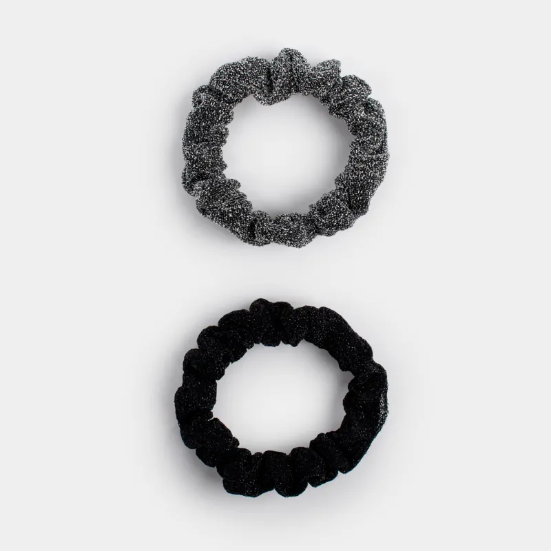 Шаш резеңкелер жинағы, 7 см, 2 дана, полиэстер, қара/күміс түстес, Hairstyle