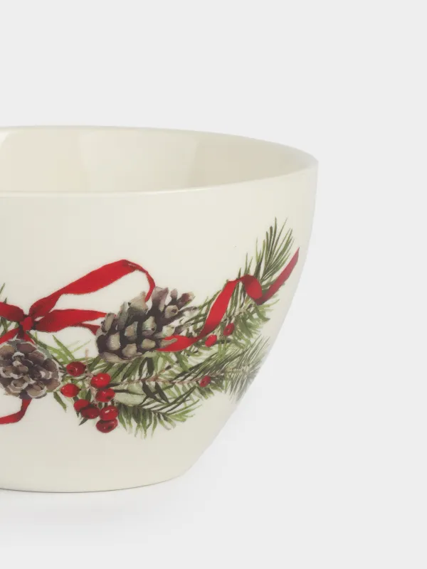 Пиала, 14х8 см, фарфор N, белая, Шишки и рябина, Rowan delice, image-2