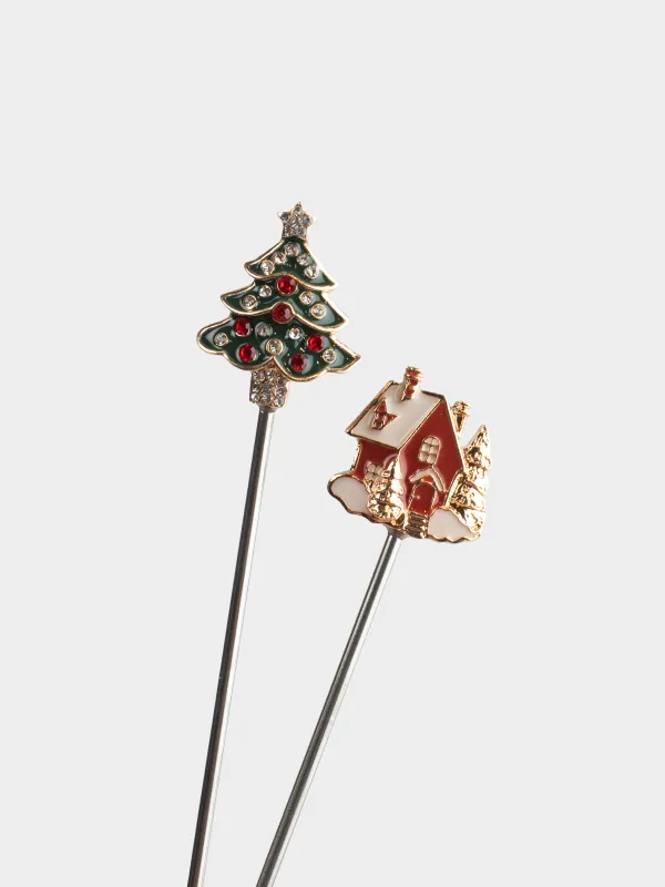 Канапе таяқшасы, 12 см, 4 дана, металл, сүт түстес, Жылқы, Horse milky, image-1