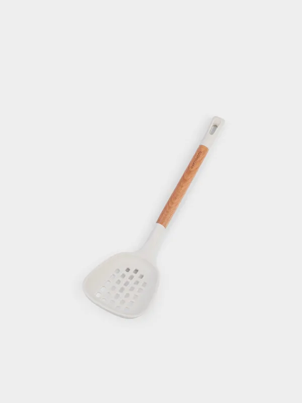 Шумовка, 34 см, силикон/дерево, молочная, Somerset, image-2