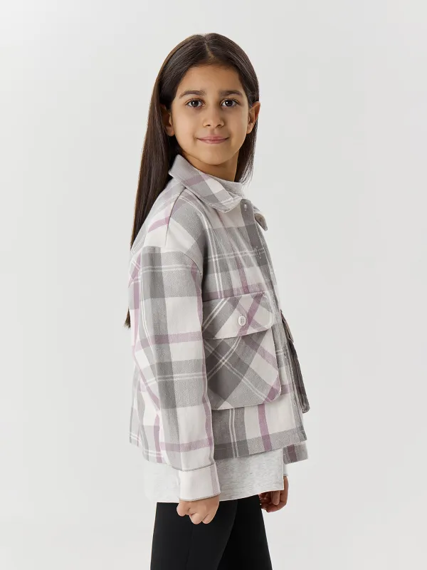 Рубашка детская, молочно-лиловая, Madlen, image-3