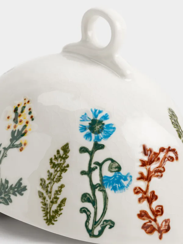 Сары май ыдысы, 19 см, фарфор N, сопақша, сүт түстес, Кракелюрдегі шалғынды гүлдер, Floral meadow, image-2