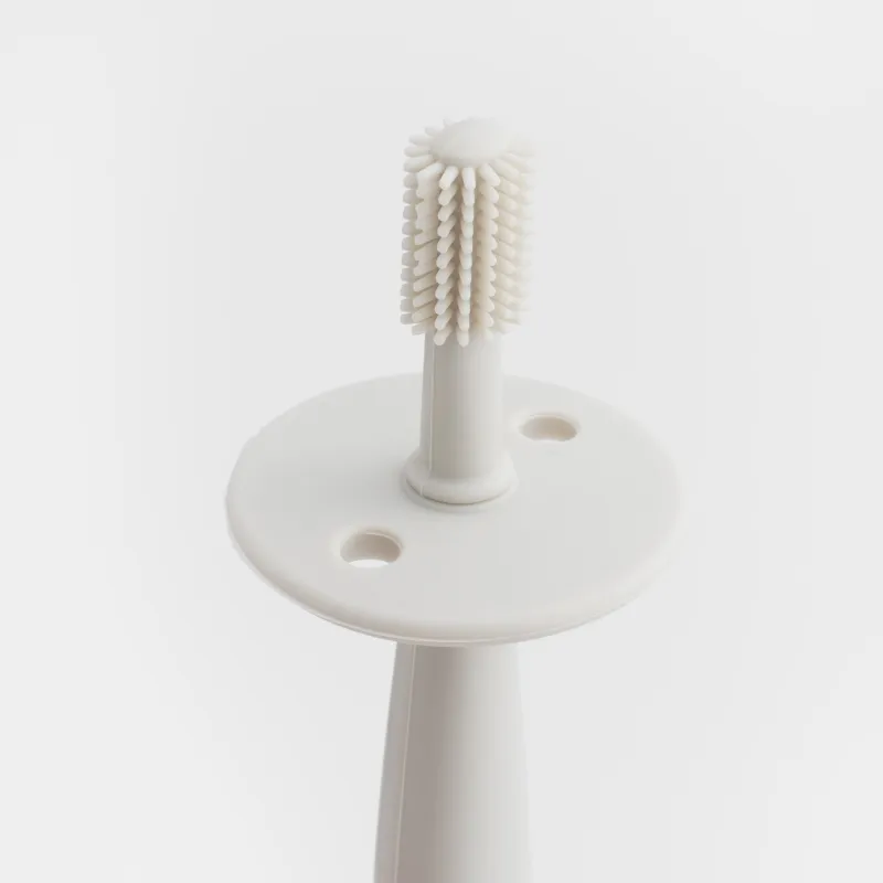 Щетка зубная с ограничителем, детская, 12 см, силикон, бежевая, Kiddy, image-3