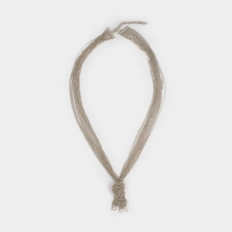 Колье, 1 м, металл, серебристое, Узел, Jewelry knot