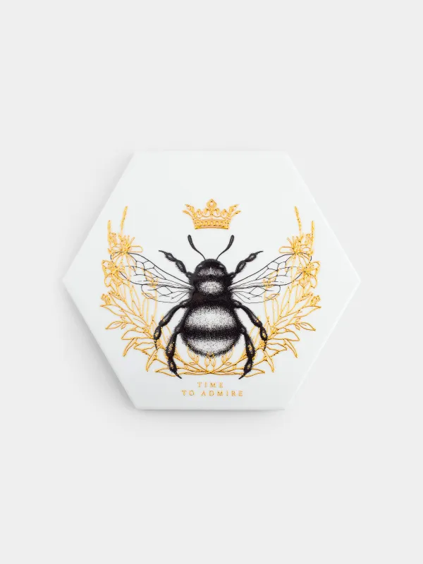 Ыстыққа арналған тұғыр, 20 см, керамика/тығын, алтыбұрышты, ақ, Патша арасы, Honey, image-0