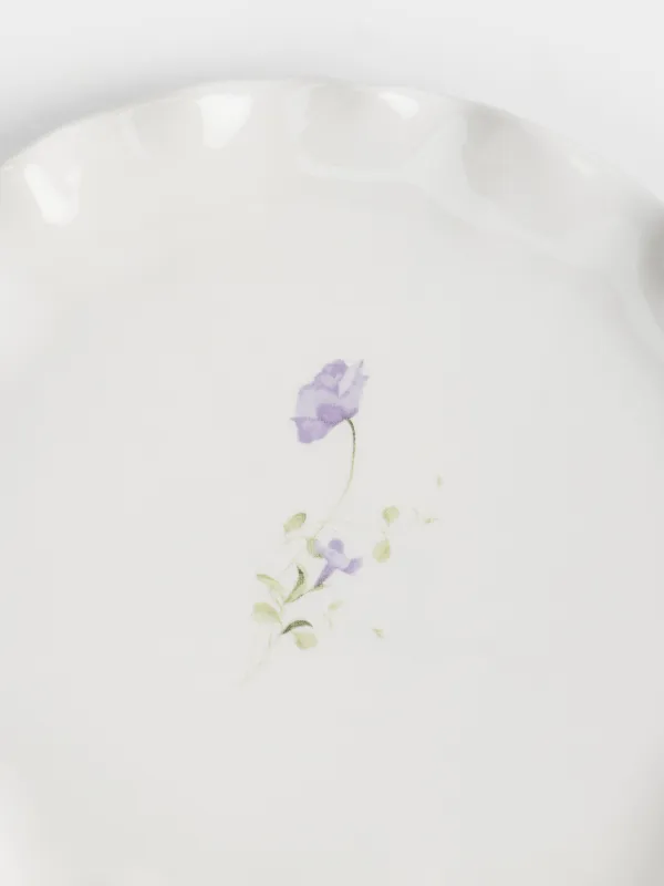 Тіскебасар тәрелкесі, 19 см, керамика, ақ, Дала гүлі, Crumple flower, image-2