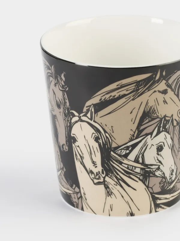 Саптыаяқ, 450 мл, фарфор F, қара, Жылқы, Horse, image-2