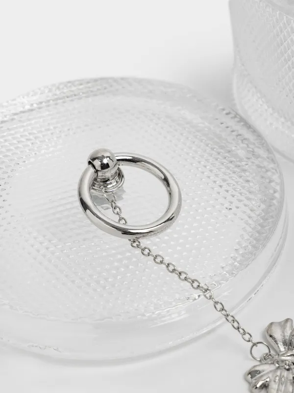 Емкость для хранения, 12x8 см, 380 мл, стекло Р/металл, Серебристый бант, Naiad, image-4