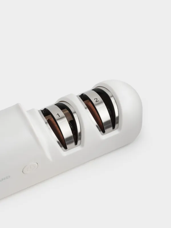 Точило для ножей, 19 см, два этапа заточки, электрическое, беспроводное, пластик/керамика, белое, Light kitchen, image-3