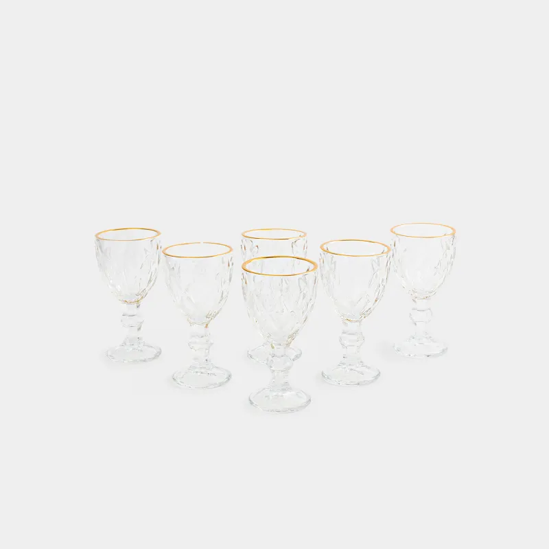 Рюмка, 50 мл, 6 шт, стекло Р, с золотистым кантом, Rhomb gold