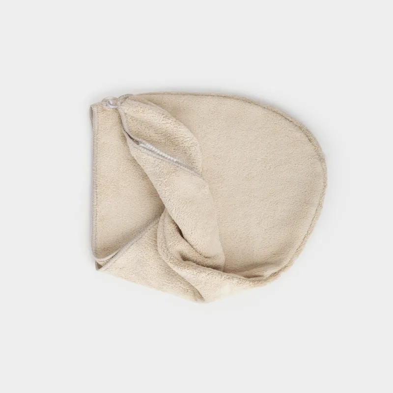 Полотенце-тюрбан для волос, 60х23 см, флис, бежевое, Showy, image-0