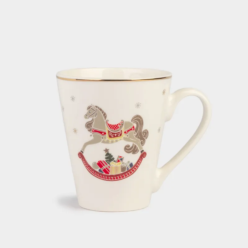 Саптыаяқ, 300 мл, фарфор N, ақ, Сыйлықтары бар жылқы, Horse christmas