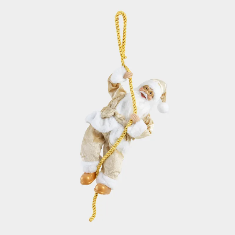 Изделие декоративное, 40 см, подвесное, пластик/полиэстер, золотистое, Санта на канате, Magic time