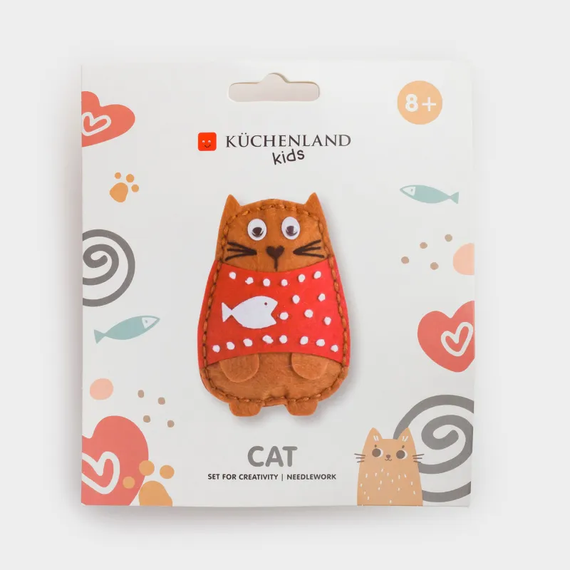 Шығармашылыққа арналған жиынтық, 13х15 см, қолөнер, киіз, салпыншақ, Мысық, Creativity