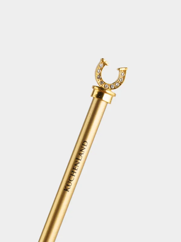 Карандаш, 18 см, чернографитный, с фигуркой, золотистый, Подкова, Draw figure, image-2