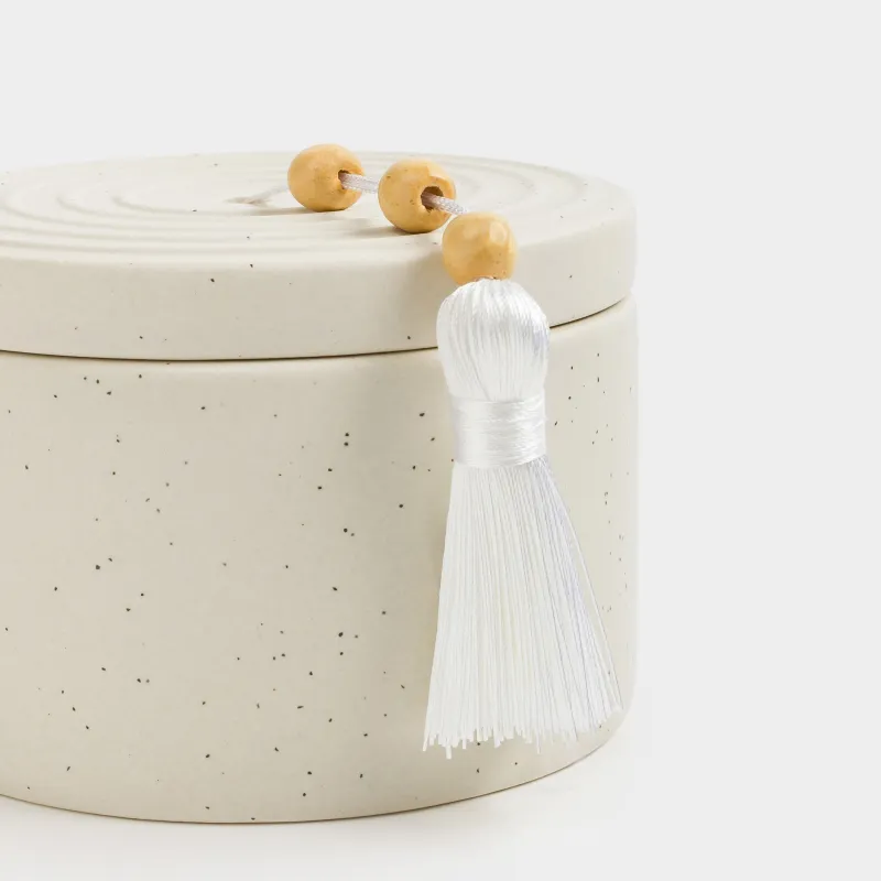 Хош иісті шам, 7 см, шам ұстағышта, шашақпен, керамика, Sage and Sea salt, Delicia, image-5