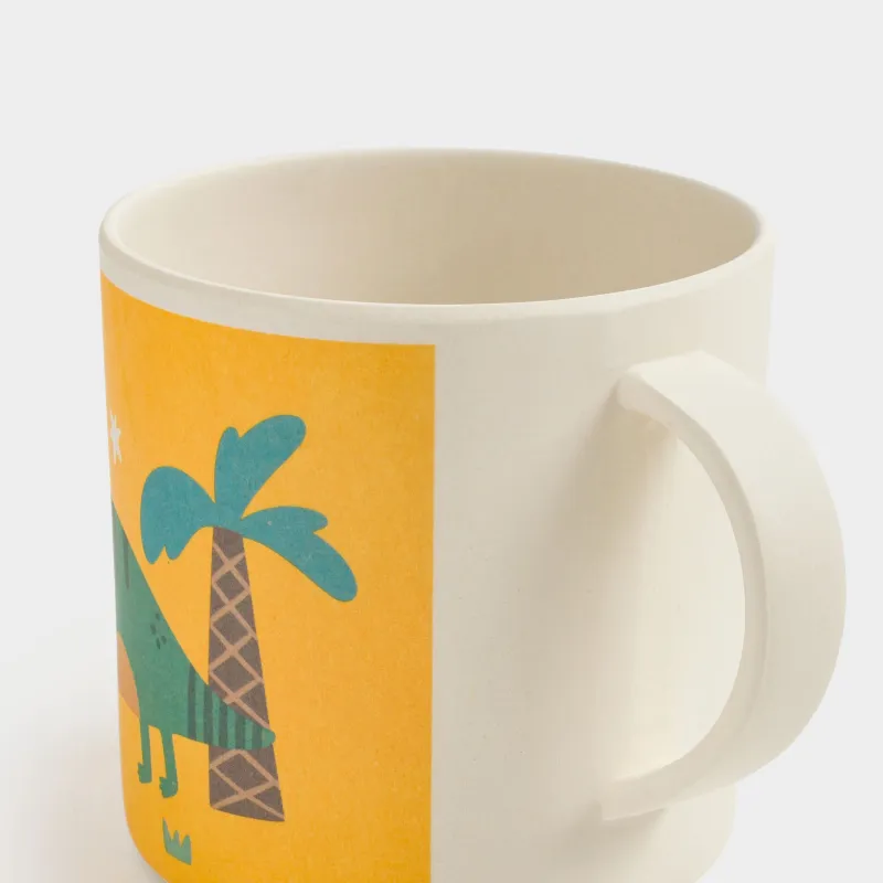 Саптыаяқ, балаларға арналған, 350 мл, бамбук, сары, Динозавр және пальма, Dino, image-2