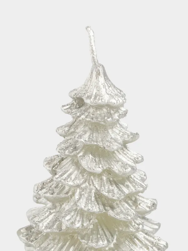 Свеча, 7x12 см, с блестками, серебристая, Елка, Fir candle, image-2