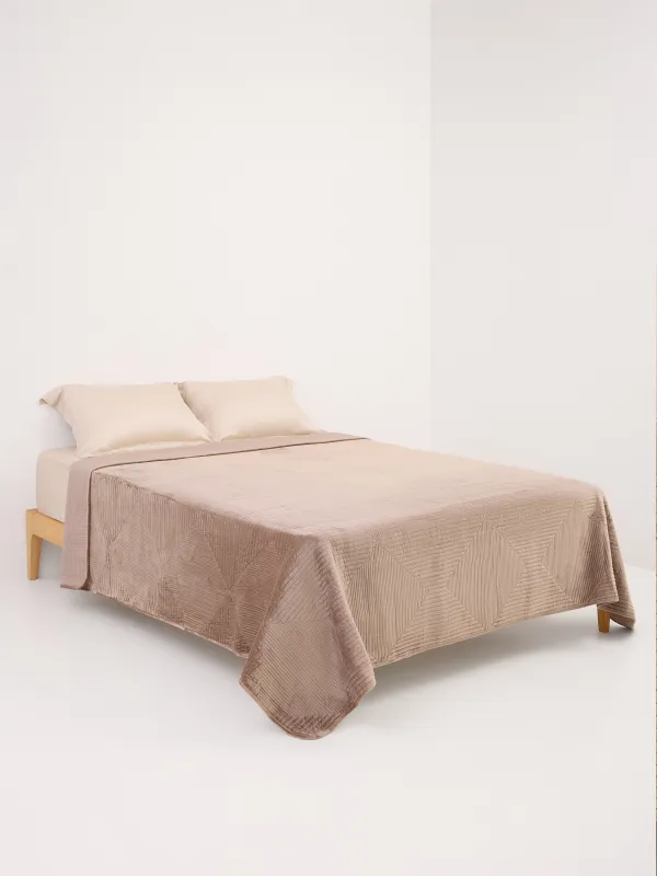 Көрпе, 220х240 см, көрпе, барқыт / микрофибра, қоңыр, Гауһар, Stitch velvet, image-2