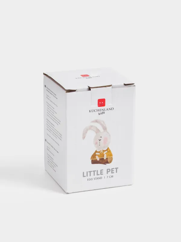 Жұмыртқа тұғыры, балаларға арналған, 7 см, фарфор N, ақ, торт және қоян, Little pet, image-4