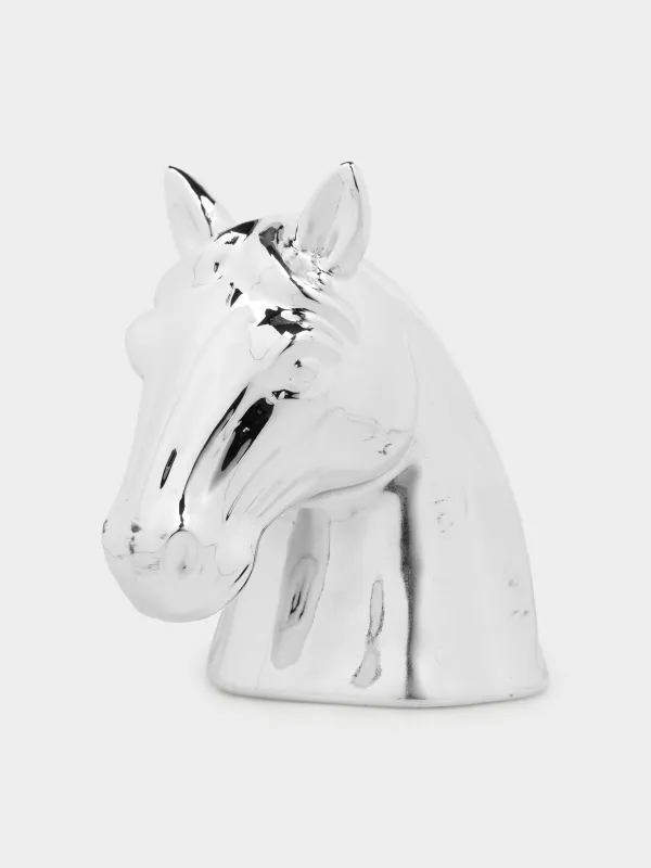 Копилка, 12 см, фарфор P, серебристая, Конь, Horse silver, image-0