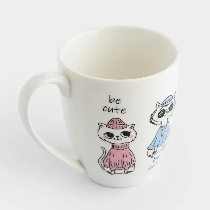 Саптыаяқ, 320 мл, фарфор N, ақ, Сәнді мысықтар, Cat, image-1