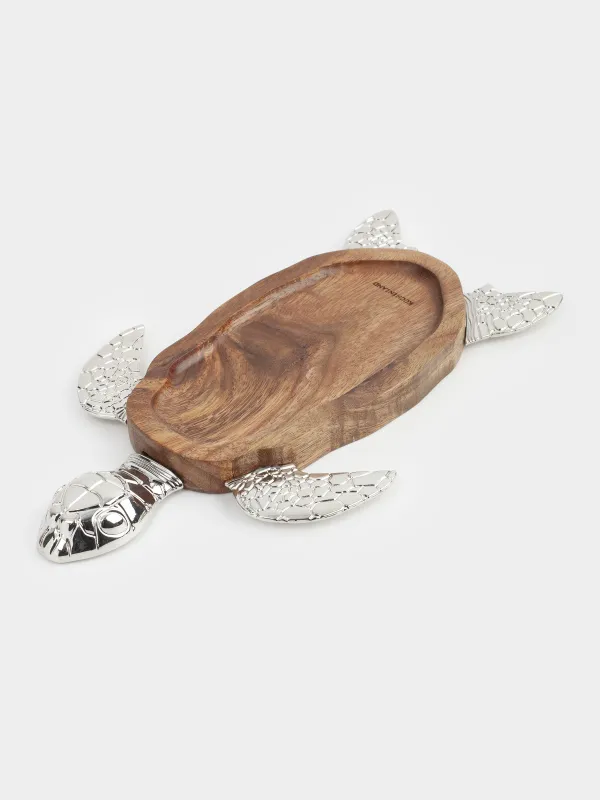 Блюдо декоративное, 13х22 см, дерево/металл, Черепаха, Noble tree, image-2