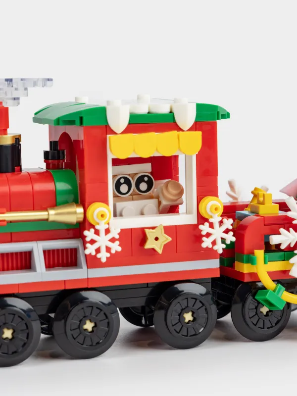 Конструктор, 20х10 см, 322 детали, пластик, цветной, Паровоз, Hobby kids, image-1