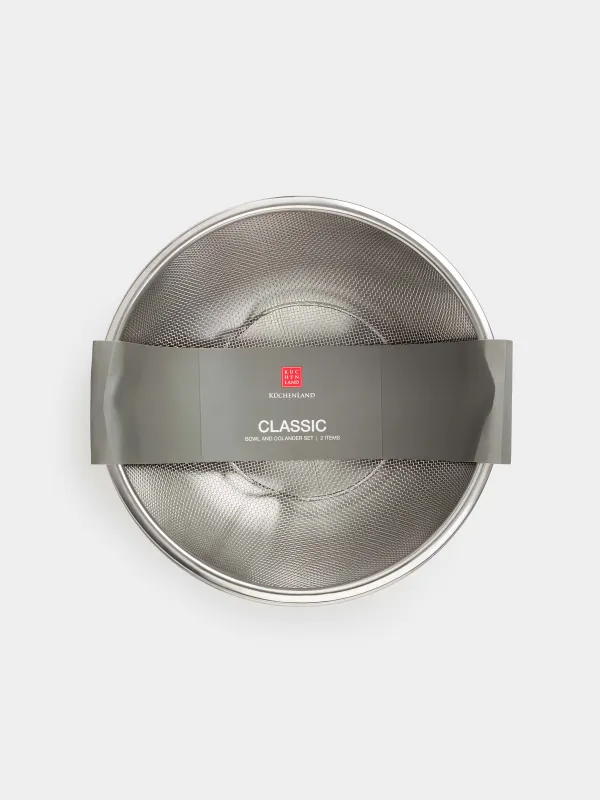 Набор из миски и дуршлага, 22 см, 2 пр, сталь, Classic, image-5
