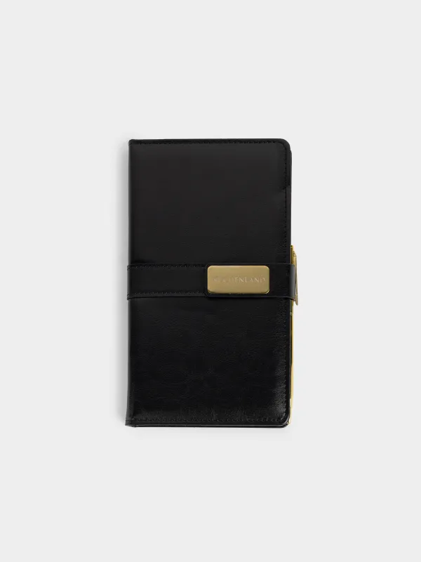 Блокнот, 12х21 см, 80 листов, с ручкой, Stationery black, image-0