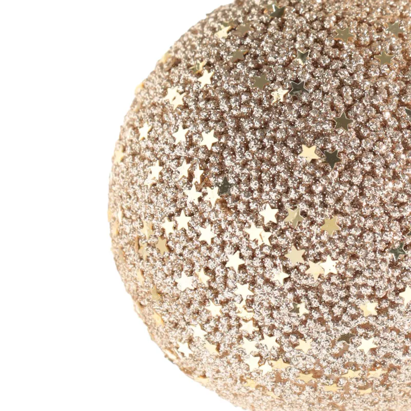 Игрушка елочная, 8 см, пенопласт, золотистая, Шар со звездами, Ball sparkle, image-1