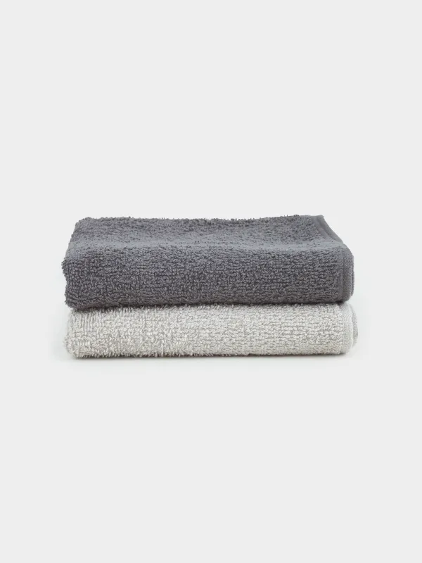 Полотенце кухонное, 30х60 см, 2 шт, хлопок, бежевое/темно-серое, Mong, image-1