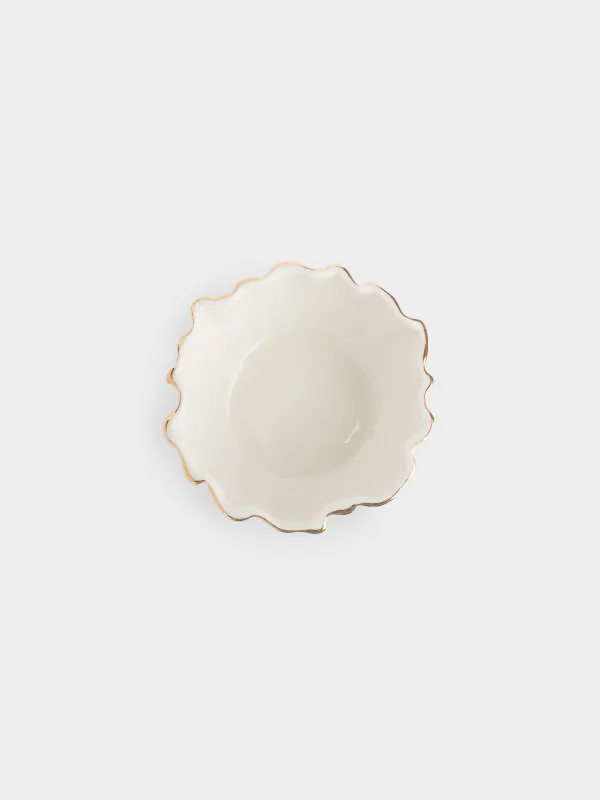 Кесе, 12х5 см, фарфор P, алтын жиектері бар, Мыжылған әсер, Crumple gold, image-1