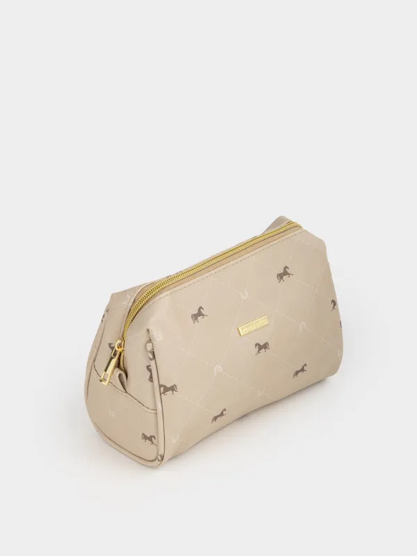 Косметикалық сөмке, 19х14 см, полиуретан, сарғылт-қоңыр, Жылқылар, Beauty horse, image-4