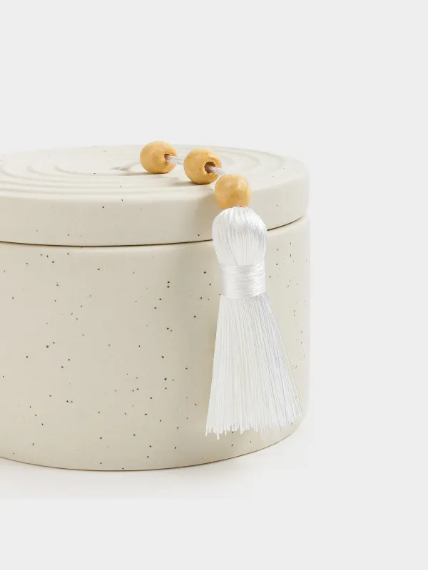 Хош иісті шам, 7 см, шам ұстағышта, шашақпен, керамика, Sage and Sea salt, Delicia, image-4