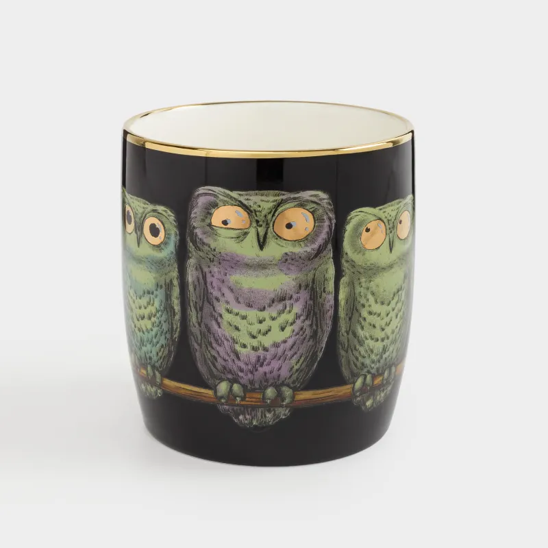 Саптыаяқ, 380 мл, фарфор N, қара-алтын, Үкілер, Owl, image-3