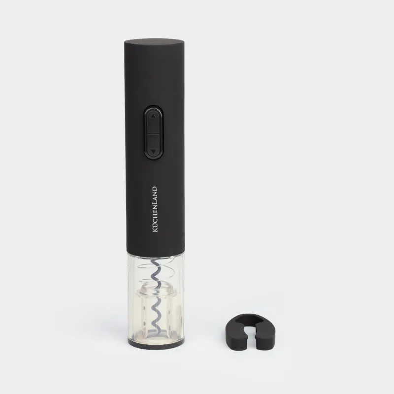 Штопор электрический, 25 см, с резаком для фольги, пластик, черный, Bar