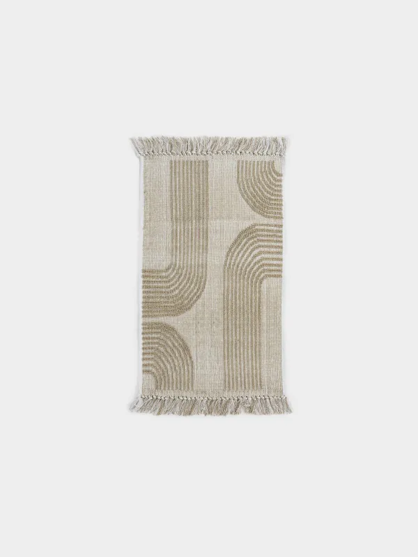 Кілемше, 50x80 см, шашағы бар, мақта, құмды, Дизайн, Textured, image-0