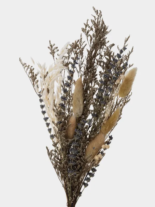 Букет декоративный, 60 см, сухоцветы, Лаванда и лен, Dried flower, image-1