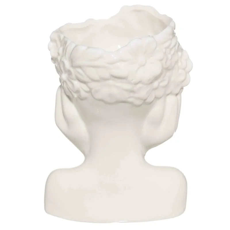 Гүл вазасы, 17 см, сәндік, Фарфор P, сүт, гүлдермен бет, Face flowers, image-2