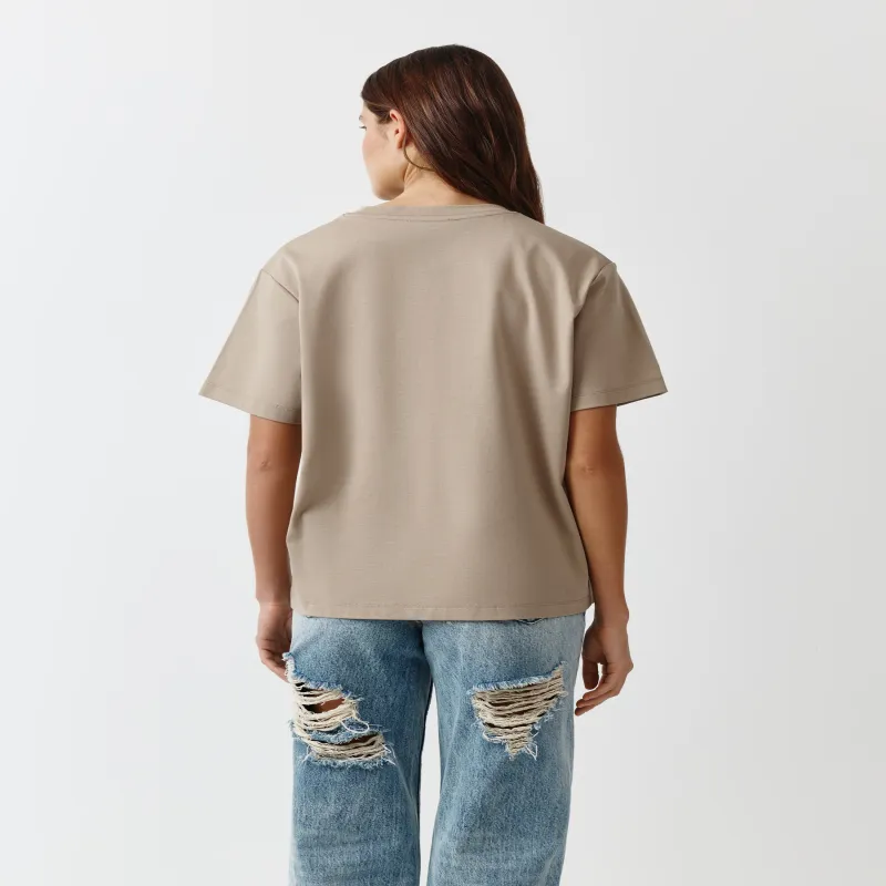 Әйелдер футболкасы, өлшемі L, мақта, сарғылт-қоңыр, Creative, Blanche, image-4