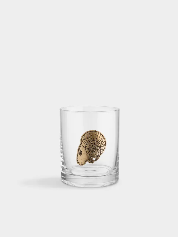 Виски стақаны, 10 см, 340 мл, шыны/металл, алтын түстес, Тоқты, Zodiac, image-0