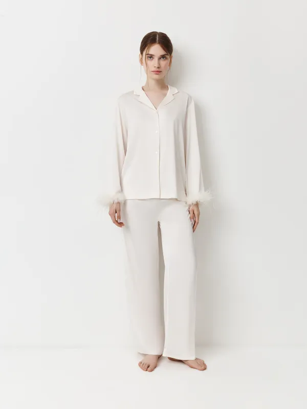 Әйелдер шалбары, үйге арналған, өлшемі L, полиэстер, сүт түстес, Adria, image-0