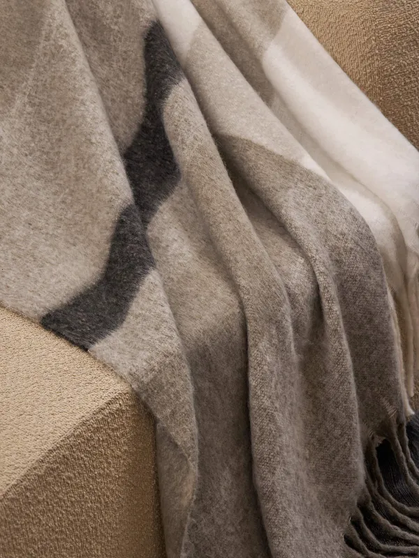 Жамылғы, 150х170 см, шашағы бар, акрил, сұр-сарғылт-қоңыр, Тор, Hazel, image-1