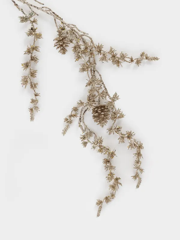 Ветка-гирлянда декоративная, 1,8 м, пластик/металл, Золотистые шишки, Sparkle decor, image-2